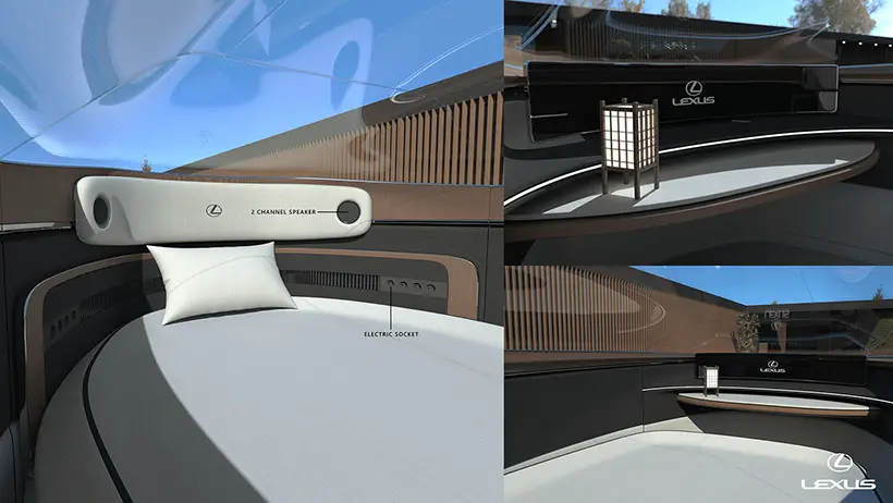 Lexus Solounge Autonomous Capsule Hotel Vehicle by SeungHyun Hwang