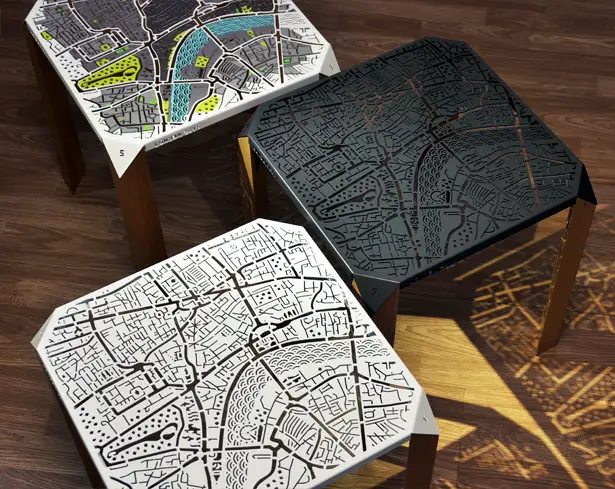 London Map Side Table by Hasan Agar