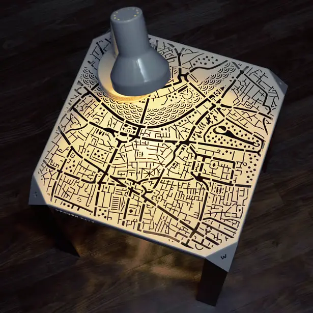 London Map Side Table by Hasan Agar