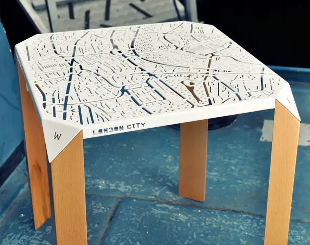 London Map Side Table by Hasan Agar