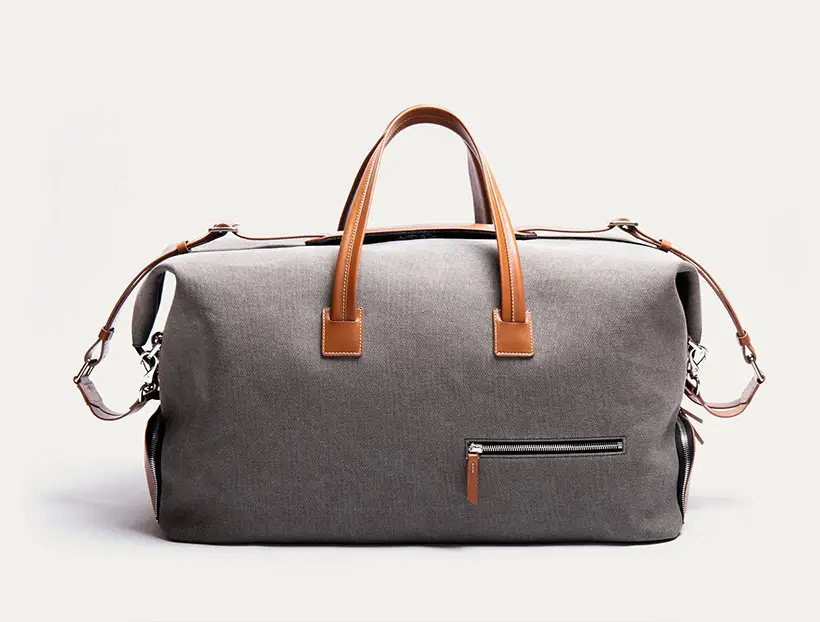 Lundi Remington Gray and Cognac Travel Bag