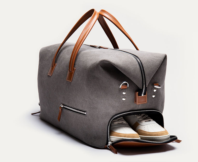 Lundi Remington Gray and Cognac Travel Bag