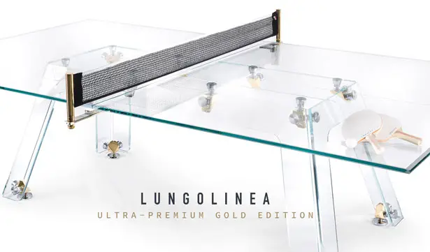 Luxurious LUNGOLINEA Ping Pong Table Gold Edition from IMPATIA