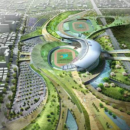 main stadium design 2014 incheon asian games by populous