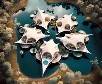 Manta Rays Sustainable Cluster of Eco-Lodges Feature Organic Tensile Membrane Structures