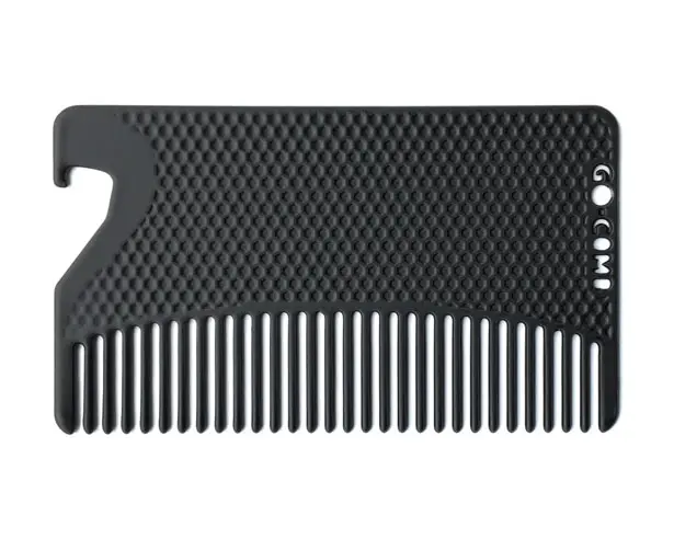 Matte Black Credit-Card Sized Comb with Bottle Opener