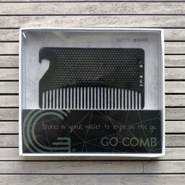 Matte Black Credit-Card Sized Comb with Bottle Opener