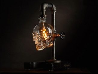 MAX – Industrial Style Table Lamp Features a Skull Vodka Bottle Shade