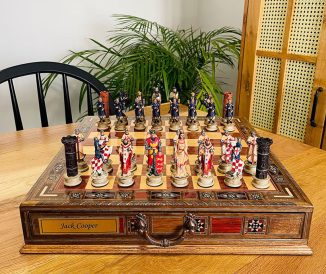 Historical Medieval Custom Chess Set with Drawer Can Be Used As Decoration As Well