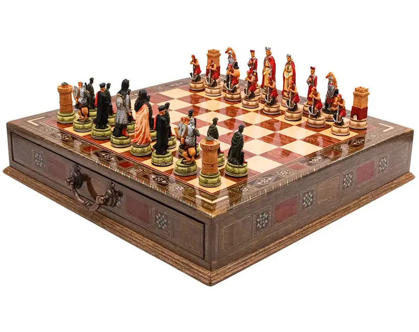 Historical Medieval Custom Chess Set with Drawer