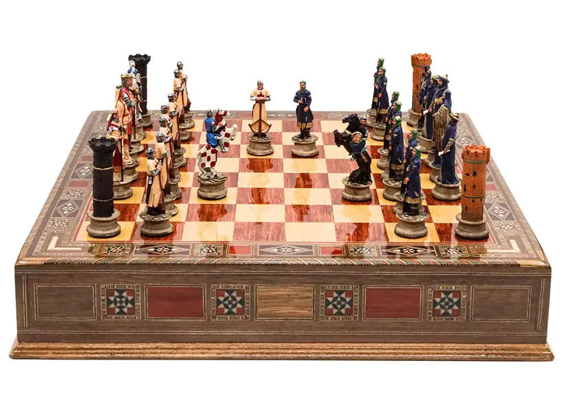 Historical Medieval Custom Chess Set with Drawer