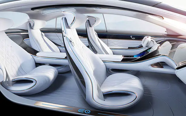 Mercedes Benz Vision EQS Interior with Futuristic MBux Hyperscreen