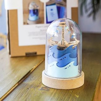 Mini Desktop Scenes Paper DIY Kit: Boat, Library, and Garden