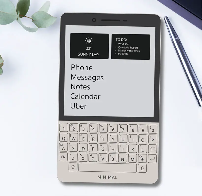 Minimal Phone With E-ink Display and Tactile Keyboard