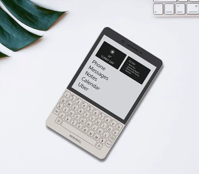 Minimal Phone With E-ink Display and Tactile Keyboard