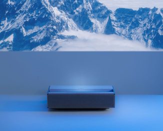 Mira Projector Design Combines Gentle Form, Tactile Materials, and Soft Palette