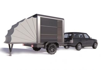 Mobile Photovoltaic Cube House Trailer Features a Telescopic Tent for Extra Space