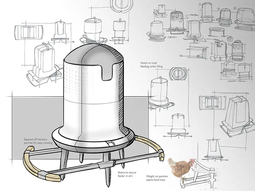 Modern Backyard Chicken Feeder by Brady Kimmel