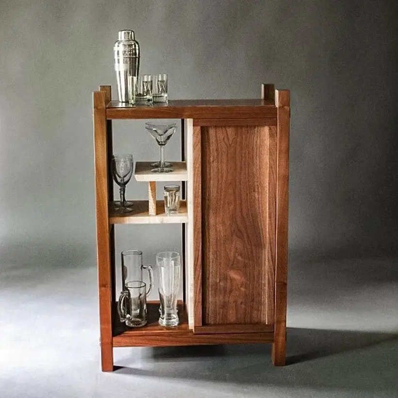 Handmade Wood Bar Cabinet by Mokuzai Furniture