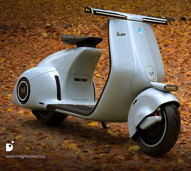 Modern Electric Vespa 98 by Mightyseed Designs