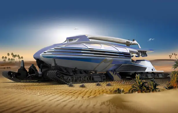 Muadib : Futuristic Desert Transportation Looks Like a Cruise Ship