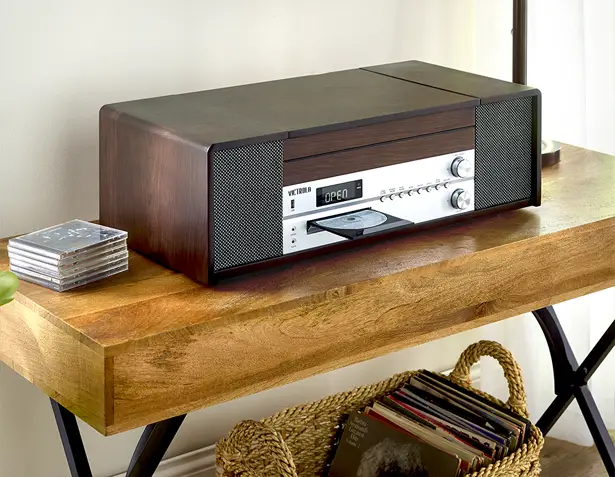 Multi Format Music Console in Mid-Century Modern Design