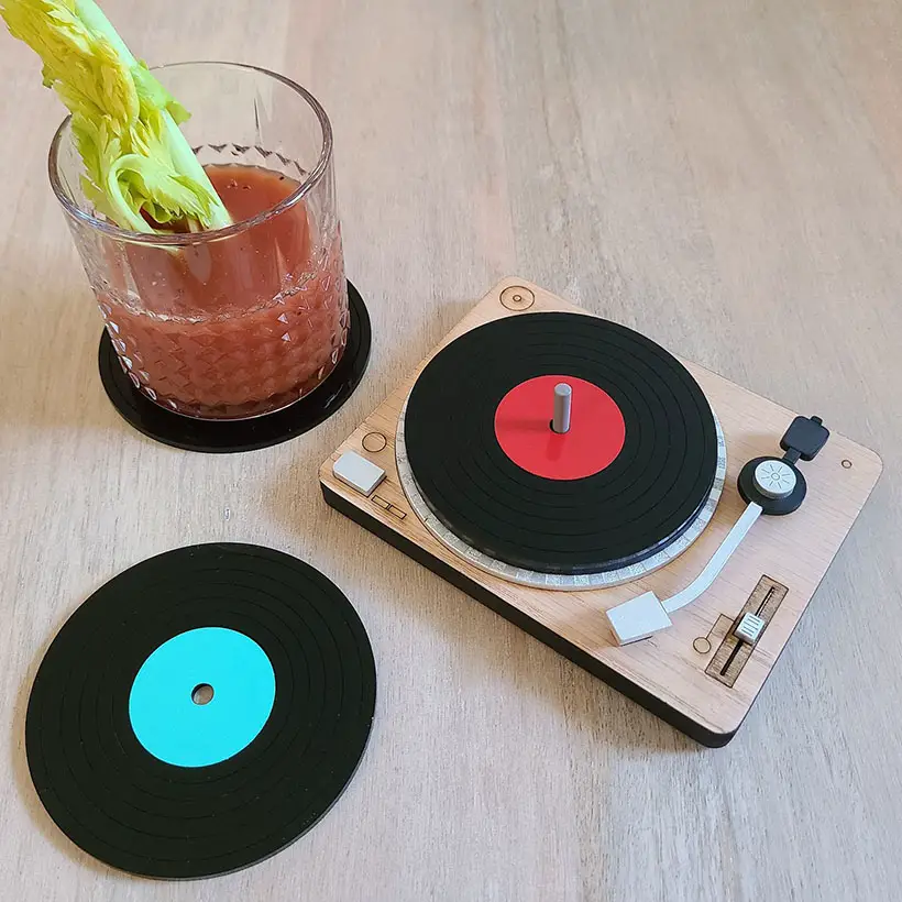 Retro NeedleDrop Retro Mini Turntable Coaster Set