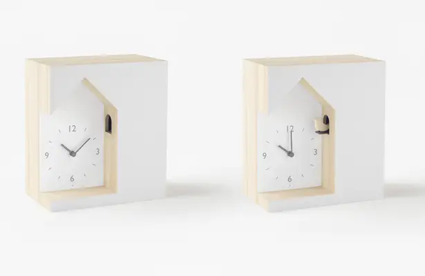 Nendo Modern Cuckoo Clocks: Bookend, Tilt, and Dent