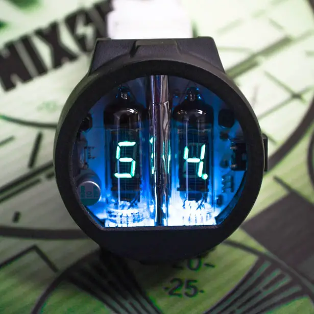 Futuristic Nixie Tube Watch v3.3 with Sapphire Crystal Glass