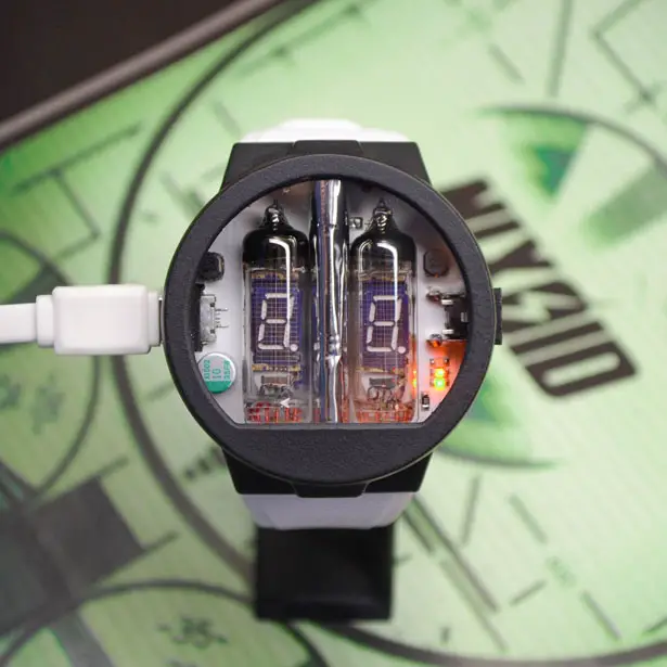 Futuristic Nixie Tube Watch v3.3 with Sapphire Crystal Glass