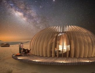 Oculus Inhabitable Pod for The Desert Morphs Into Different Configurations to Meet User’s Needs