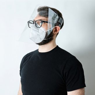 Origami Face Shield Features Adjustable Plastic Strap Around the Head