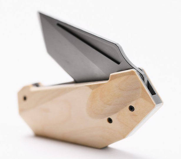 Origami Pocket Knife with Faceted Handle and Ergonomic Spot for Your Thumb