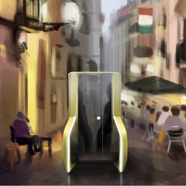 Futuristic OTO Autonomous Urban Shared Vehicle by Lukas Lambrichts