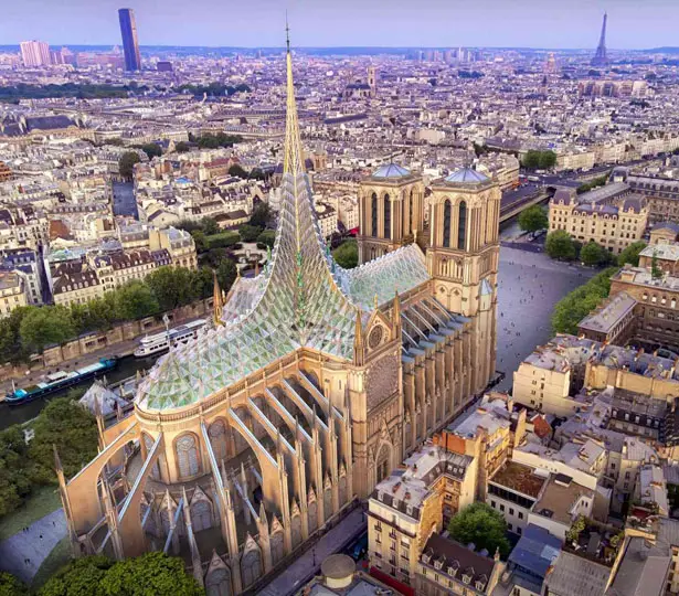 Palingenesis, Vincent Callebaut Proposes Glass Canopy for Notre Dame's Renovation