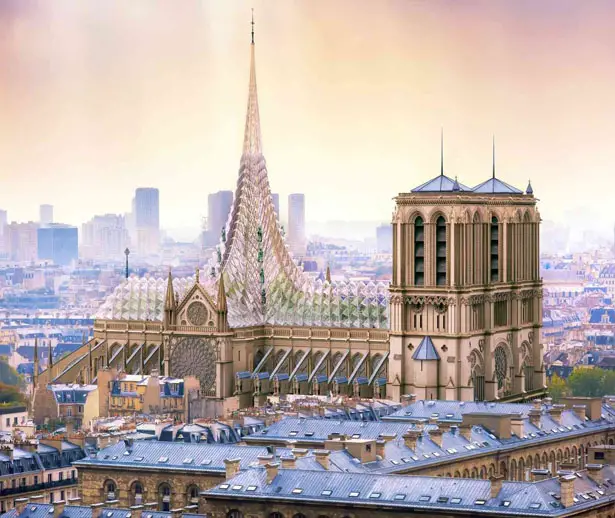 Palingenesis, Vincent Callebaut Proposes Glass Canopy for Notre Dame's Renovation