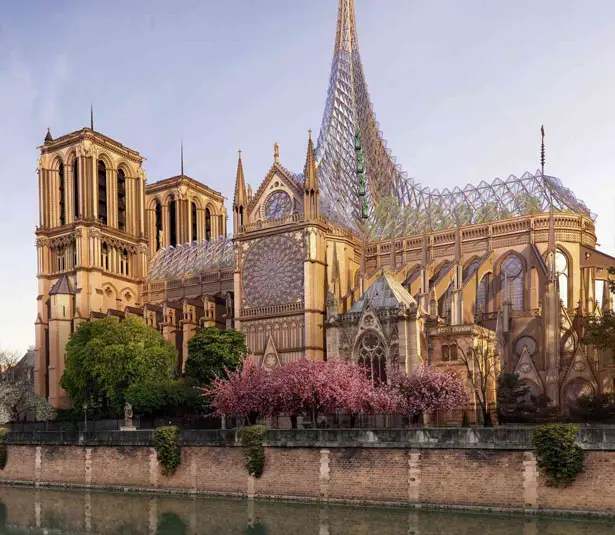 Palingenesis, Vincent Callebaut Proposes Glass Canopy for Notre Dame's Renovation