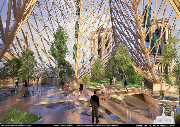 Palingenesis, Vincent Callebaut Proposes Glass Canopy for Notre Dame's Renovation