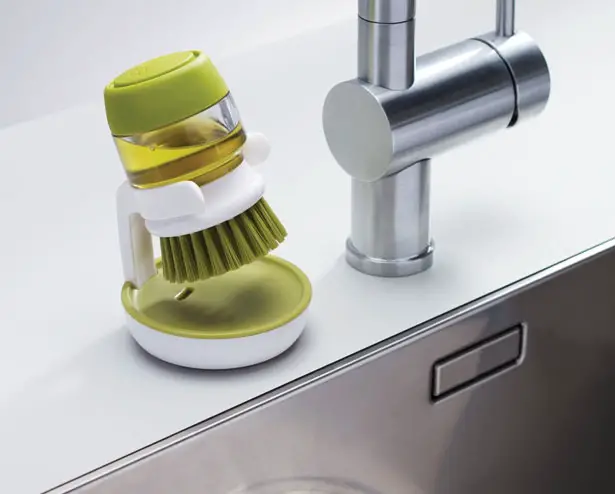 Palm Scrub Soap Dispensing Washing-up Brush with Stand by JosephJoseph