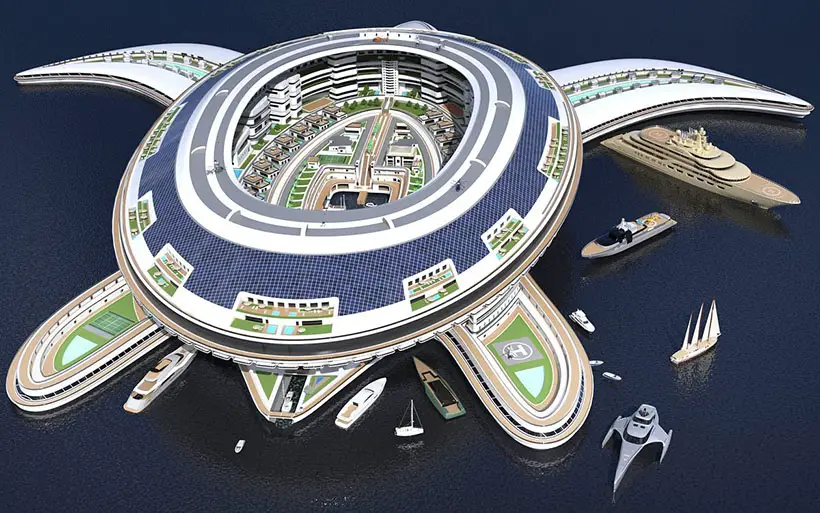 Futuristic Pangeos Terayacht Project Floating City by Pierpaolo Lazzarini