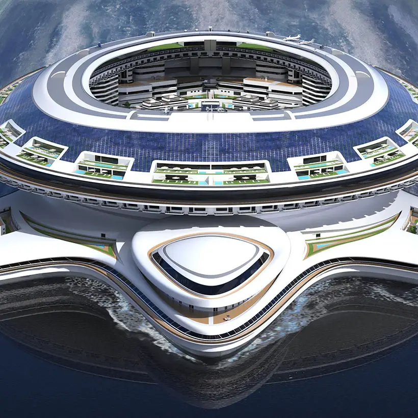 Futuristic Pangeos Terayacht Project Floating City by Pierpaolo Lazzarini