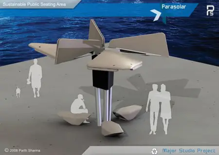 parasolar sustainable public seating area