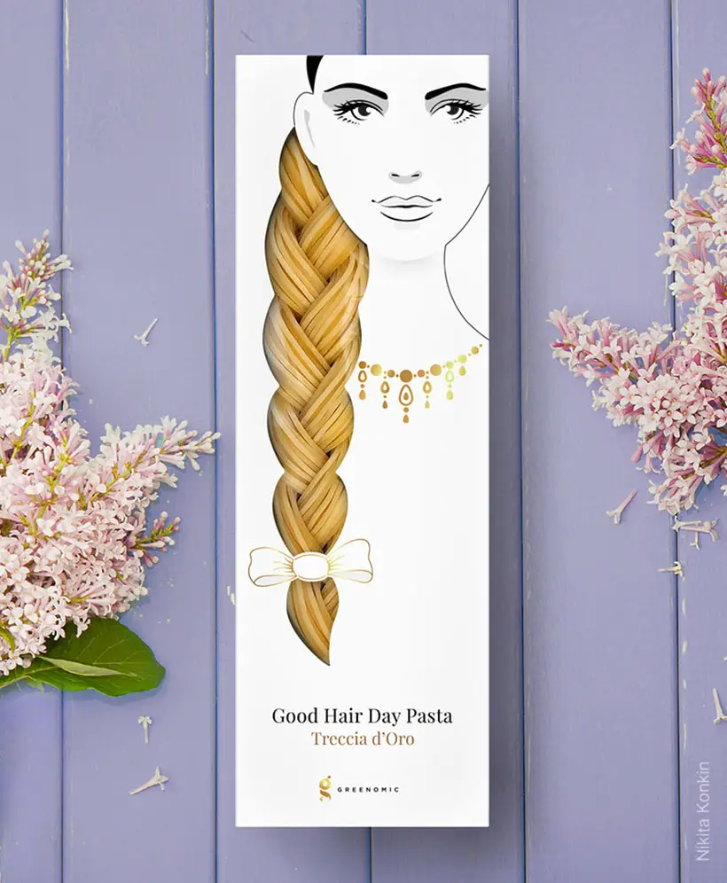 Creative Pasta Packaging - Good Hair Day Pasta by Nikita Konkin