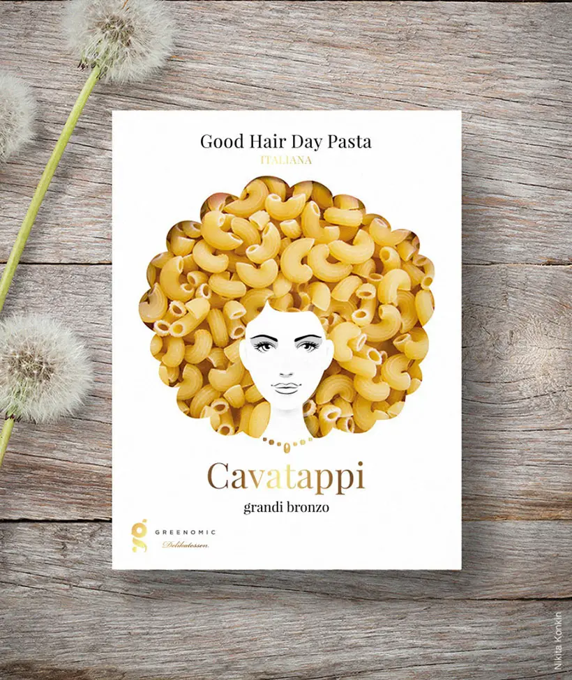 Creative Pasta Packaging - Good Hair Day Pasta by Nikita Konkin