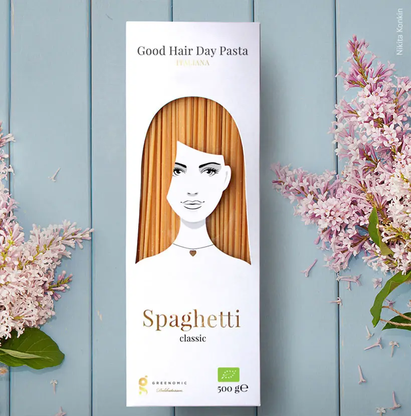 Creative Pasta Packaging - Good Hair Day Pasta by Nikita Konkin