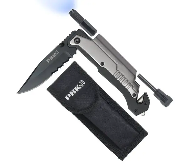 PBKay 5-in-1 Tactical Survival Pocket Knife for Unexpected Situations