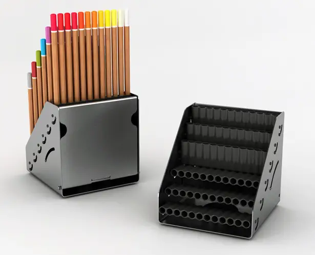 Pencilayers Adjustable Colored Pencil Holder by Hakan Gursu of Design Nobis