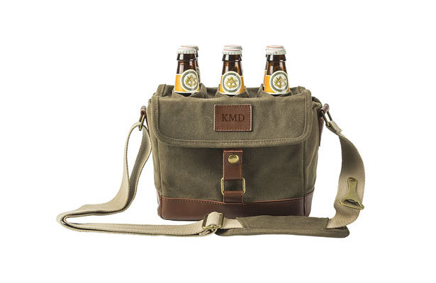 Personalized Insulated Waxed Canvas 6-Pack Bottle Carrier