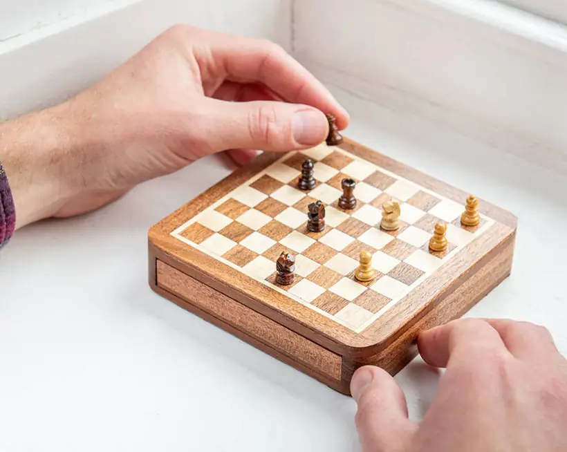 Personalized Mini Chess Set in Rosewood Box