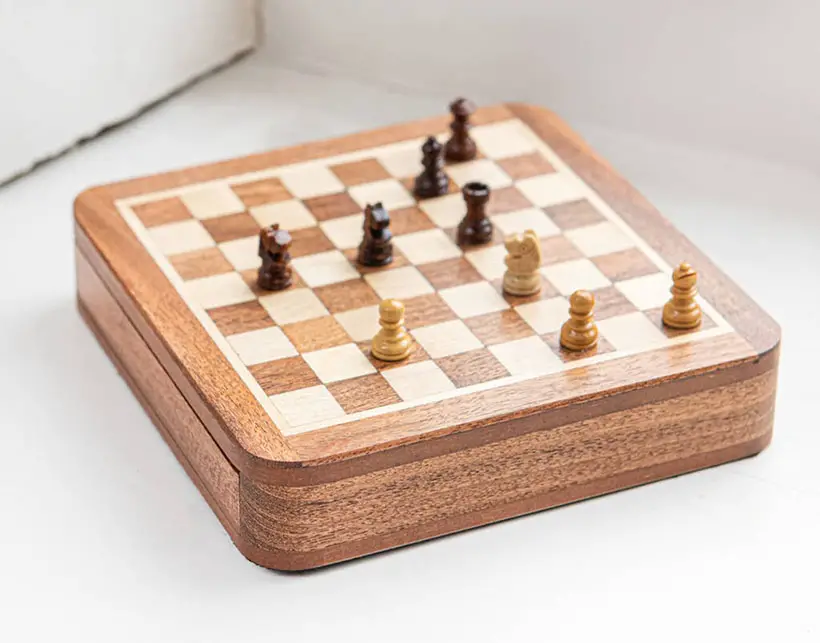 Personalized Mini Chess Set in Rosewood Box